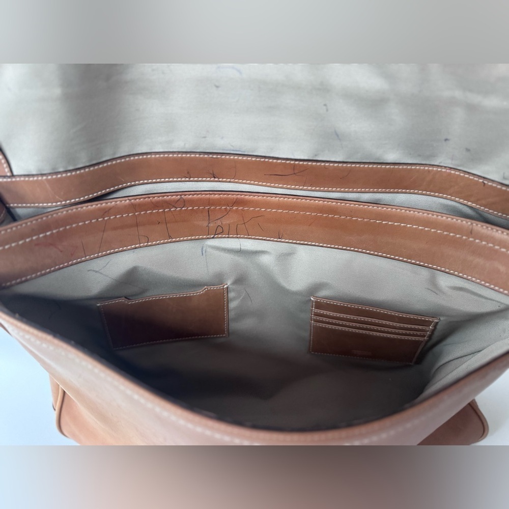 Vintage 90s Y2K COACH F70101 Tan Leather Briefcase Messenger Bag - Picture 12 of 16